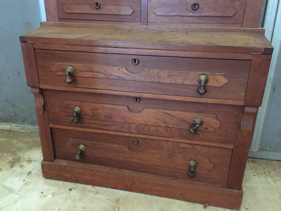 Rare Antique Eastlake Secretary Desk With Original Pulls Estimate $1,000