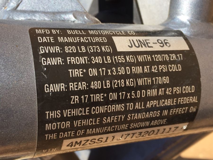 Buell Motorcycle Frame 1996 Estimate $1,150 [Photo 3]