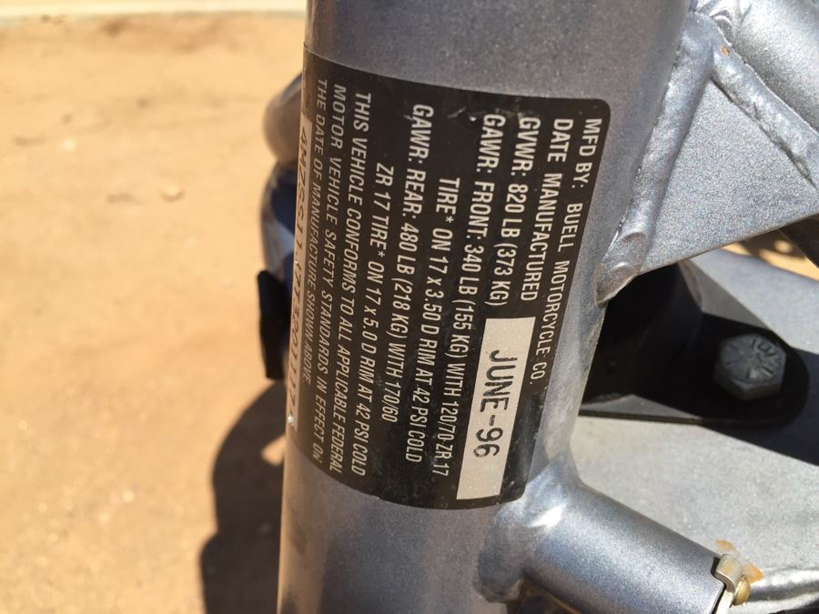 Buell Motorcycle Frame 1996 Estimate $1,150 [Photo 9]