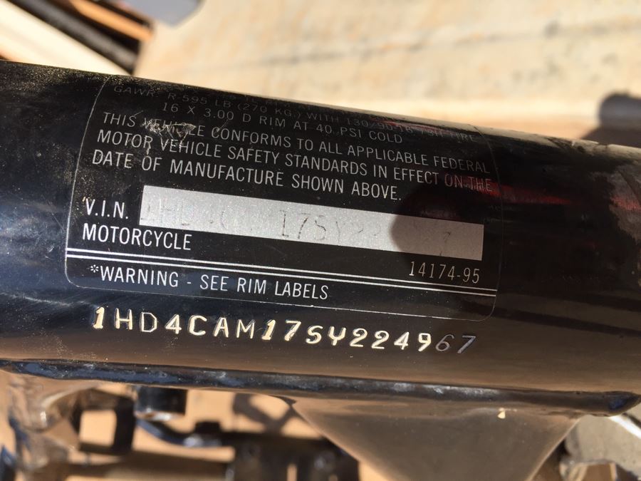 Harley Davidson Sportster Motorcycle Frame Type XL/2 1995 Estimate $550 [Photo 5]