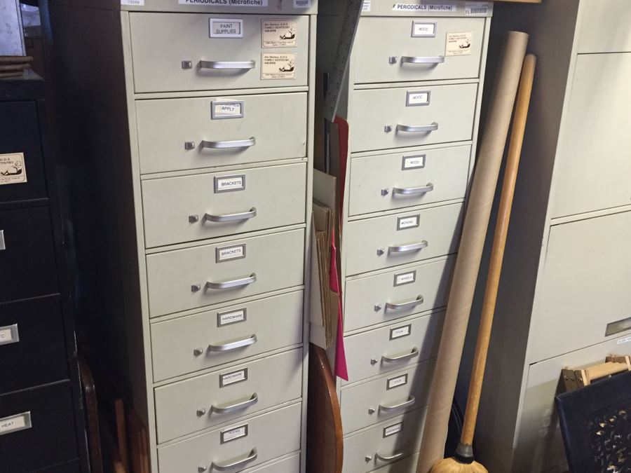 (2) Large 9-Drawer Vertical Empty Filing Cabinets [Photo 5]