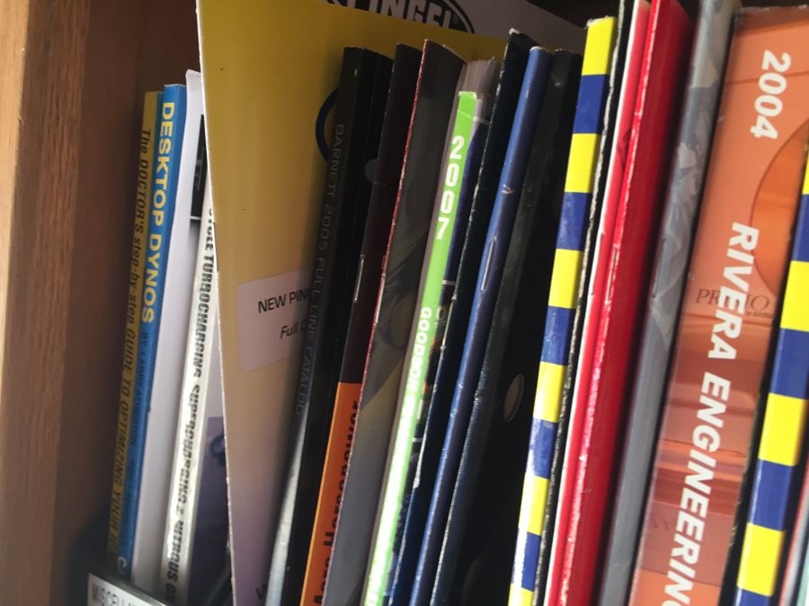 Huge Lot Of Motorcycle Manuals, Books And Catalogs Plus Wooden Bookcase [Photo 17]