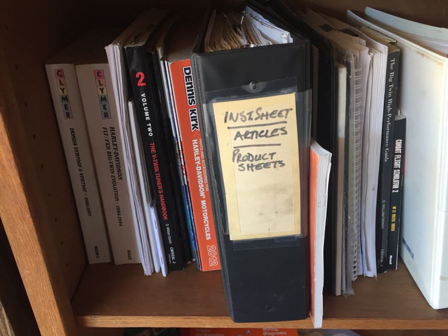Huge Lot Of Motorcycle Manuals, Books And Catalogs Plus Wooden Bookcase [Photo 13]