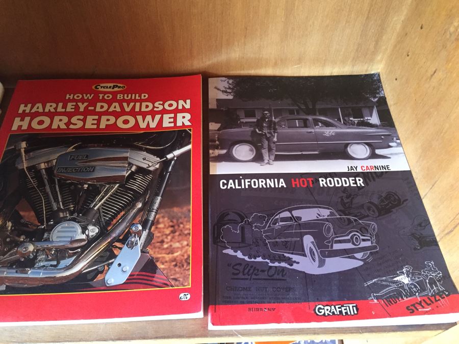 Huge Lot Of Motorcycle Manuals, Books And Catalogs Plus Wooden Bookcase [Photo 6]