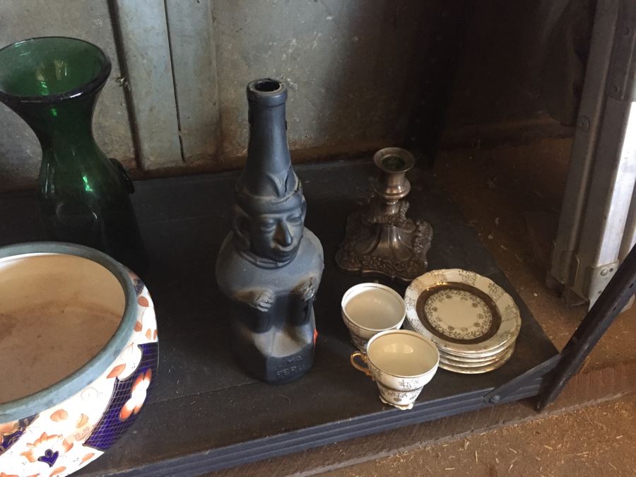 Two Metal Shelves Full Of Various Items From Home And Former Antique Store Plus Metal Shelving [Photo 17]