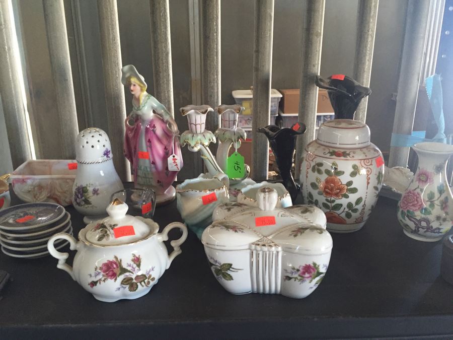 Two Metal Shelves Full Of Various Items From Home And Former Antique Store Plus Metal Shelving [Photo 26]