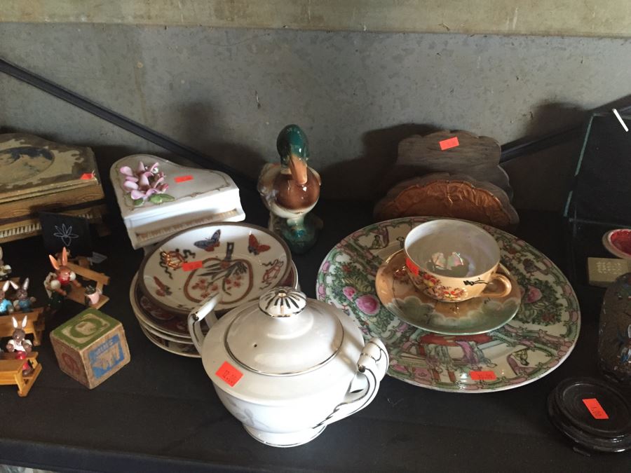 Two Metal Shelves Full Of Various Items From Home And Former Antique Store Plus Metal Shelving [Photo 23]