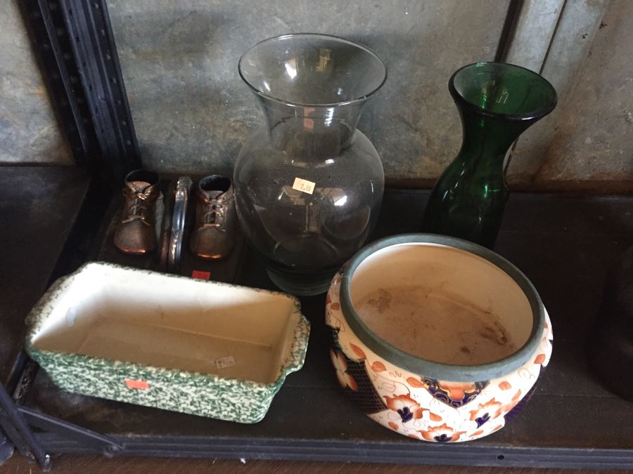 Two Metal Shelves Full Of Various Items From Home And Former Antique Store Plus Metal Shelving [Photo 18]