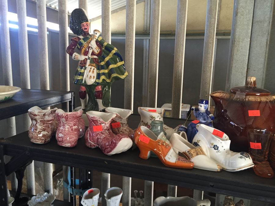 Two Metal Shelves Full Of Various Items From Home And Former Antique Store Plus Metal Shelving [Photo 5]