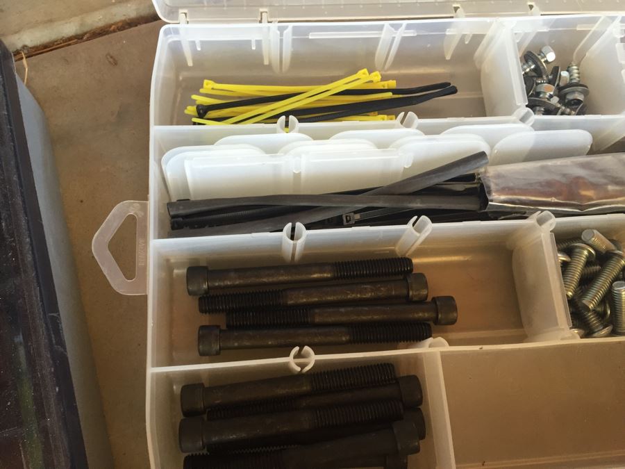 Huge Collection Of Motorcycle Bolts, Nuts, Washers, Parts With Storage Containers [Photo 31]