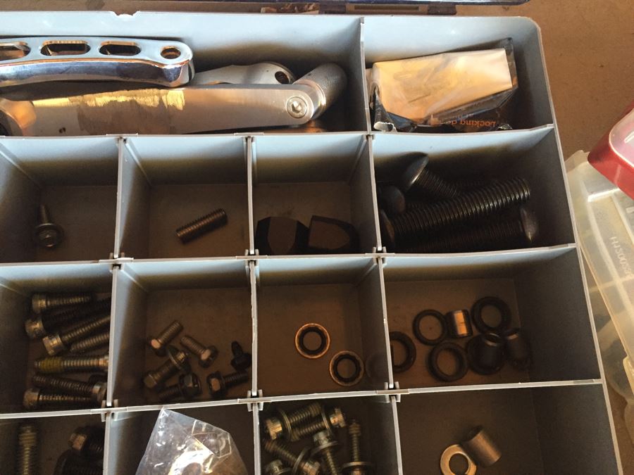 Huge Collection Of Motorcycle Bolts, Nuts, Washers, Parts With Storage Containers [Photo 25]