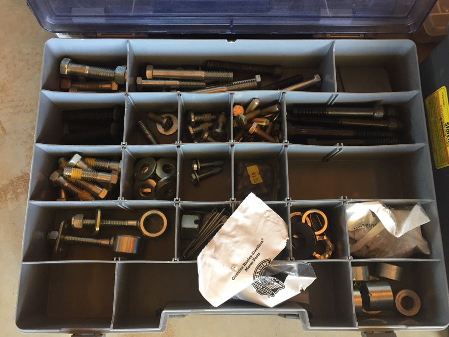 Huge Collection Of Motorcycle Bolts, Nuts, Washers, Parts With Storage Containers [Photo 3]