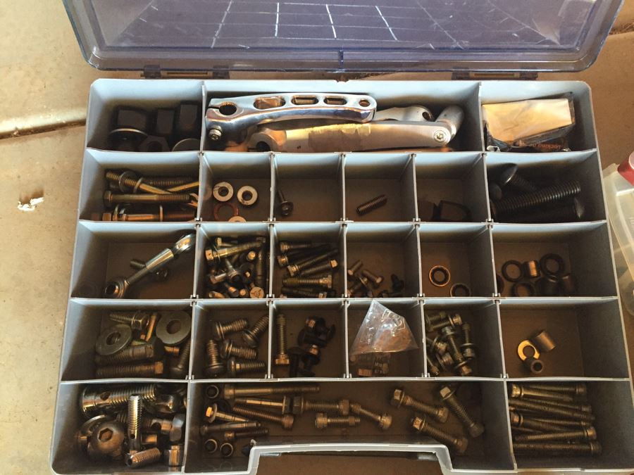 Huge Collection Of Motorcycle Bolts, Nuts, Washers, Parts With Storage Containers [Photo 20]