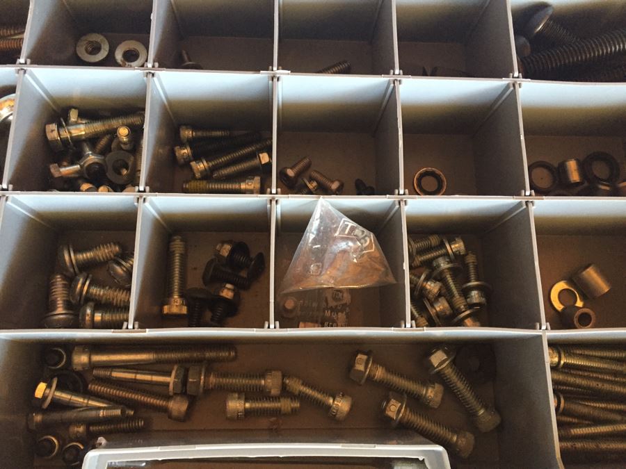 Huge Collection Of Motorcycle Bolts, Nuts, Washers, Parts With Storage Containers [Photo 26]
