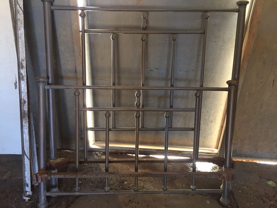 Antique Copper Full Size Bed With Cast Iron Rails