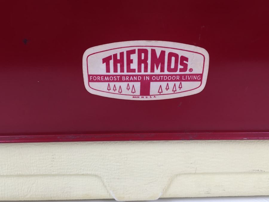 Vintage Red Thermos Cooler With Dual Bottle Openers And Handles [Photo 3]