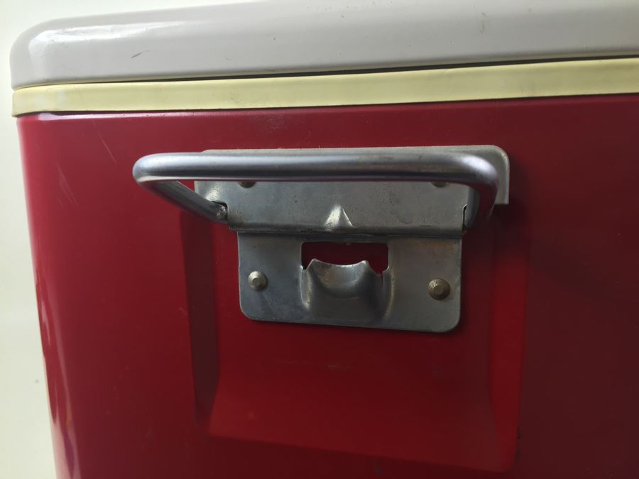 Vintage Red Thermos Cooler With Dual Bottle Openers And Handles [Photo 7]