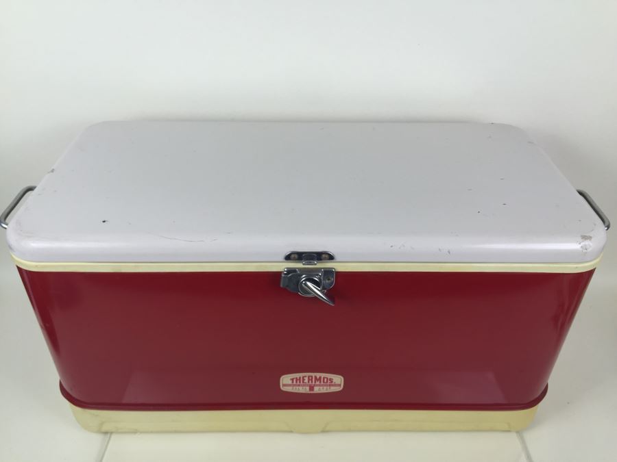 Vintage Red Thermos Cooler With Dual Bottle Openers And Handles [Photo 6]