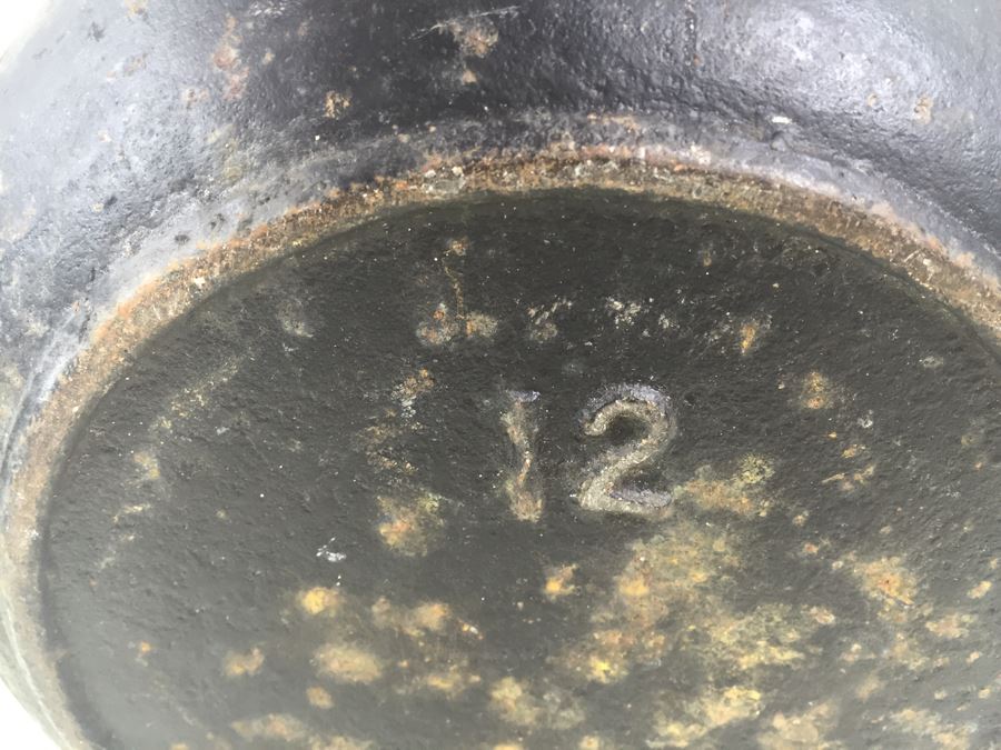 Large Cast Iron Pot With Spout And Handle Marked 12 [Photo 13]