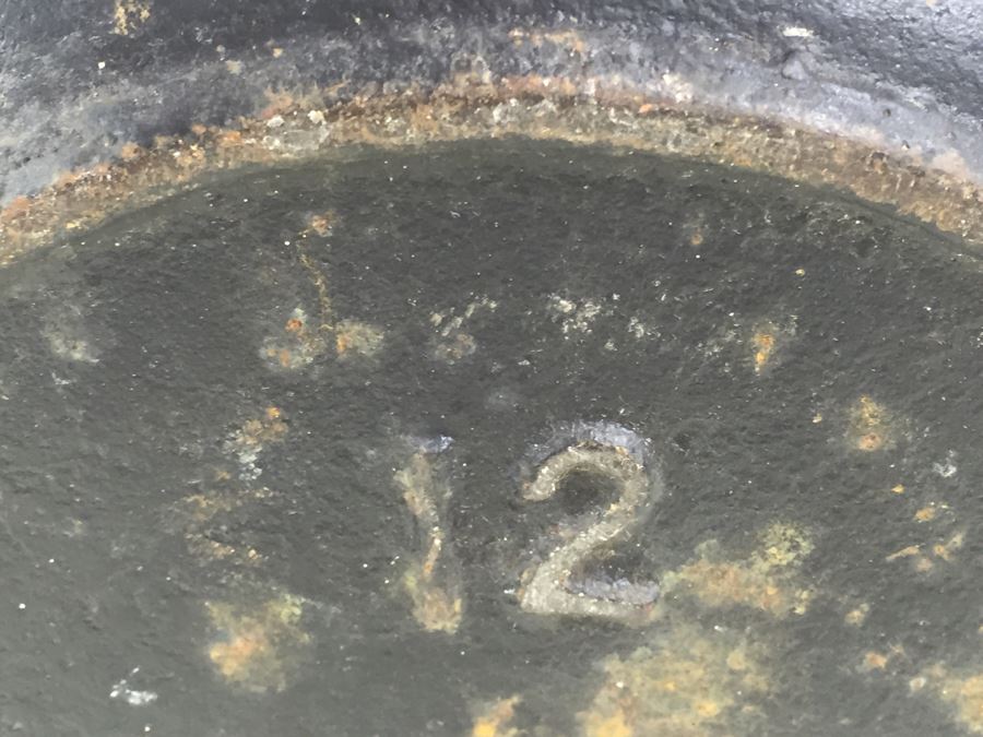 Large Cast Iron Pot With Spout And Handle Marked 12 [Photo 11]