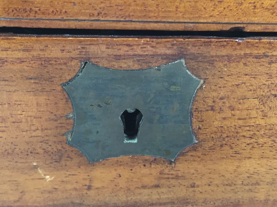 Nice Wooden Portable Travelling Writing Desk With Brass Accents Has Spring Loaded Secret Compartment [Photo 5]