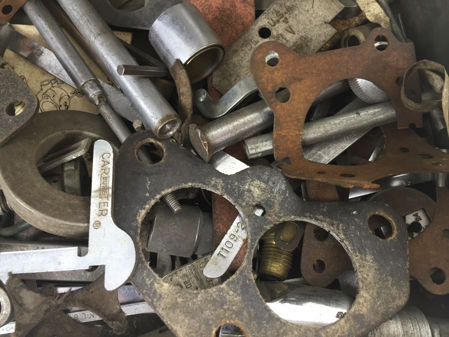 Vintage Metal Tool Box 'Carbureter' By Carter Carburetor Corporation Filled With Old Automotive Tools [Photo 20]