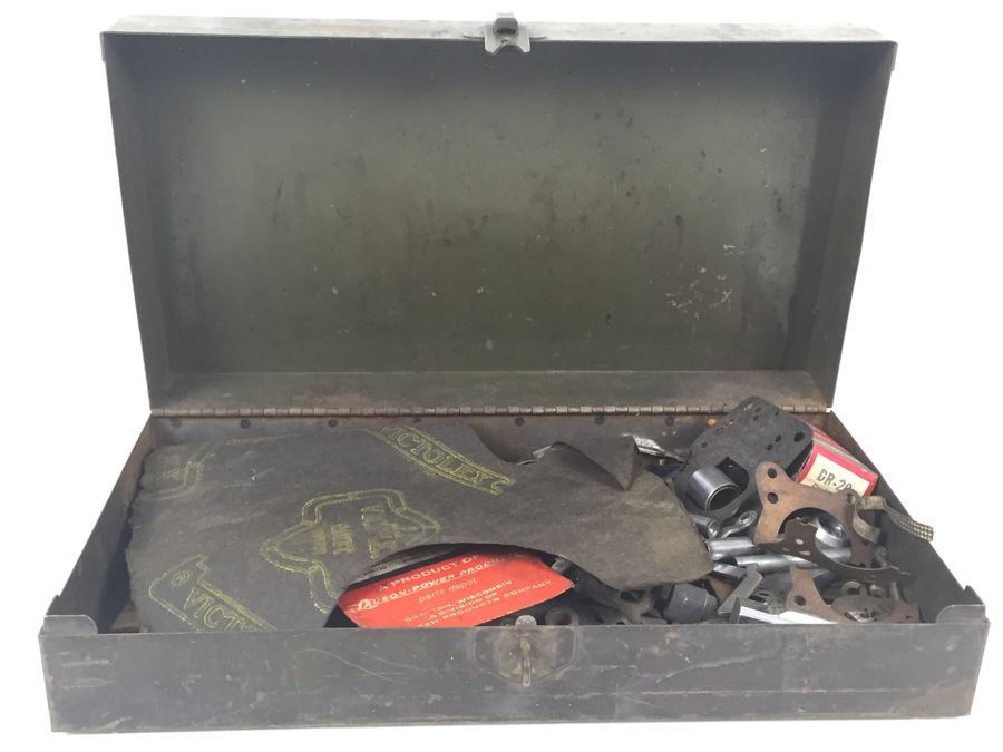 Vintage Metal Tool Box 'Carbureter' By Carter Carburetor Corporation Filled With Old Automotive Tools [Photo 8]