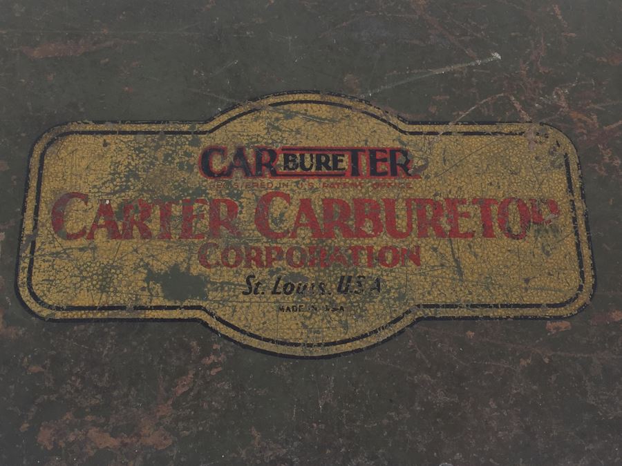 Vintage Metal Tool Box 'Carbureter' By Carter Carburetor Corporation Filled With Old Automotive Tools [Photo 2]