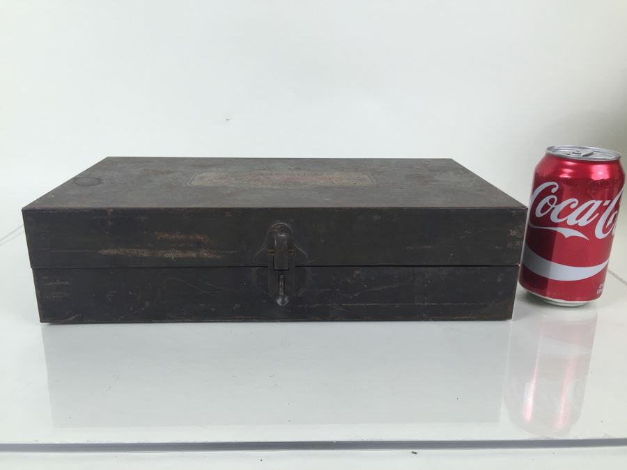 Vintage Metal Tool Box 'Carbureter' By Carter Carburetor Corporation Filled With Old Automotive Tools
