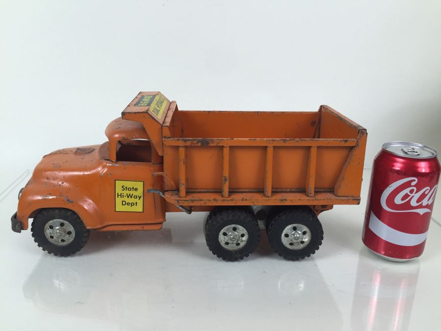 Vintage Tonka Toys Mid-Century Orange Big Mike Dual Hydraulic State Hi-Way Dept Dump Truck