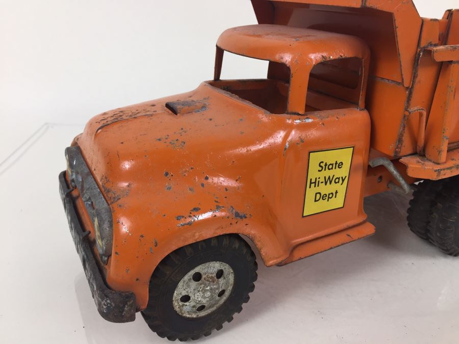 Vintage Tonka Toys Mid-Century Orange Big Mike Dual Hydraulic State Hi-Way Dept Dump Truck [Photo 19]
