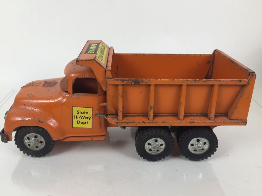 Vintage Tonka Toys Mid-Century Orange Big Mike Dual Hydraulic State Hi-Way Dept Dump Truck [Photo 5]