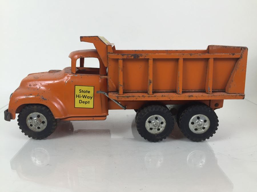 Vintage Tonka Toys Mid-Century Orange Big Mike Dual Hydraulic State Hi-Way Dept Dump Truck [Photo 4]