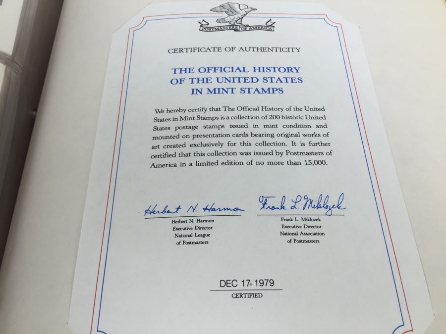 Postmasters Of America 'The Official History Of The United States In Mint Stamps' Collection In Presentation Binder Limited Edition 2075/15000 [Photo 16]