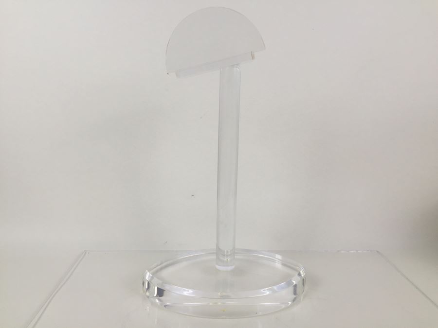 Stunning Capo Di Monte Porcelain Renaissance-Style Helmet With Lucite Display Stand Relief Molding With Scenes Of Griffins Estimate $1,200 [Photo 4]