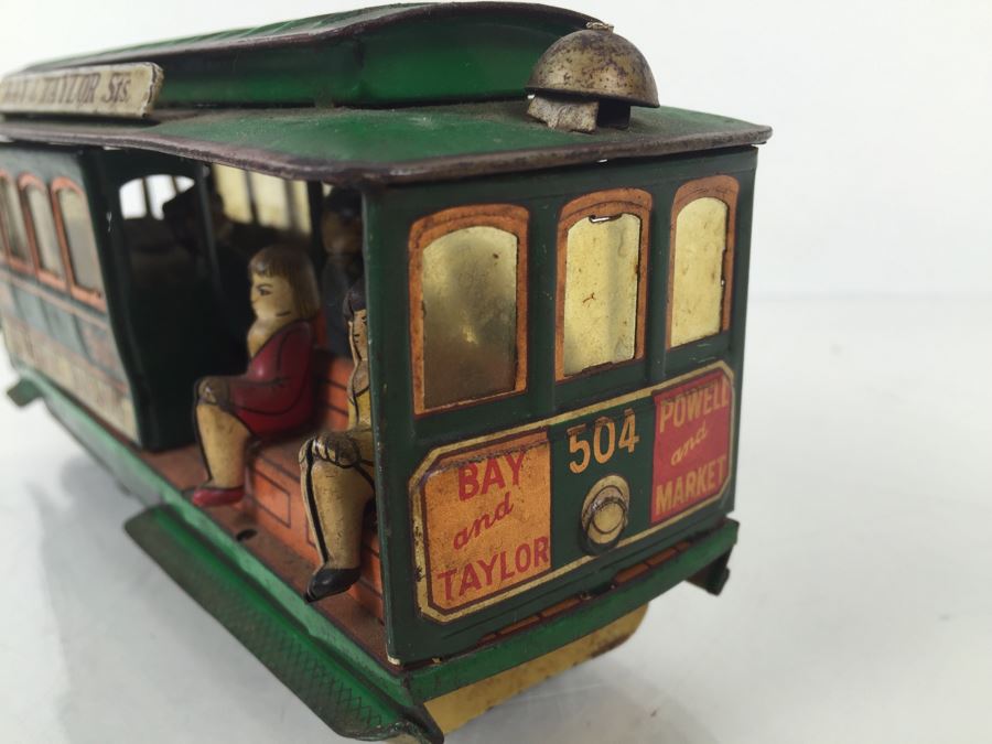 Vintage San Francisco Powell & Mason St Working Tin Friction Trolley Car Japan [Photo 12]