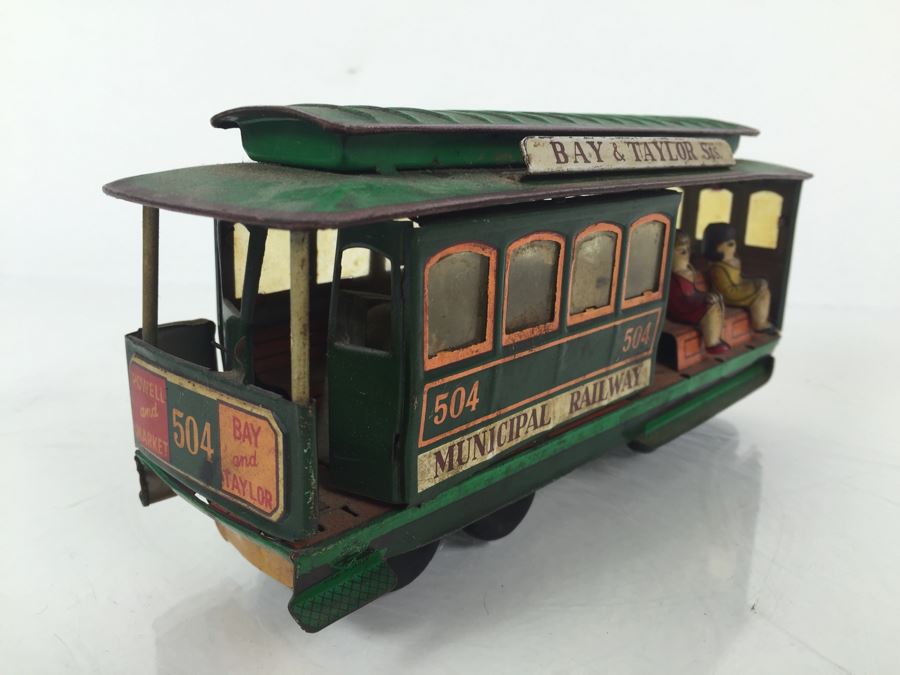 Vintage San Francisco Powell & Mason St Working Tin Friction Trolley Car Japan [Photo 8]