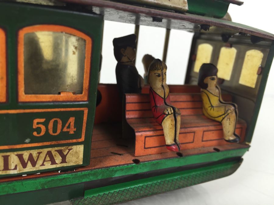 Vintage San Francisco Powell & Mason St Working Tin Friction Trolley Car Japan [Photo 3]
