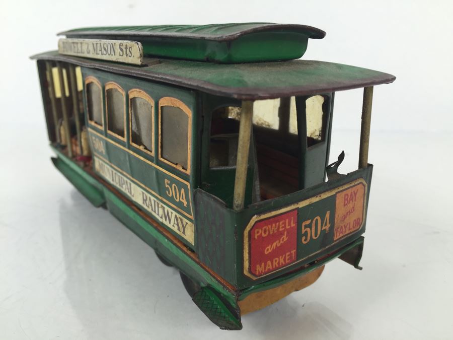 Vintage San Francisco Powell & Mason St Working Tin Friction Trolley Car Japan [Photo 6]