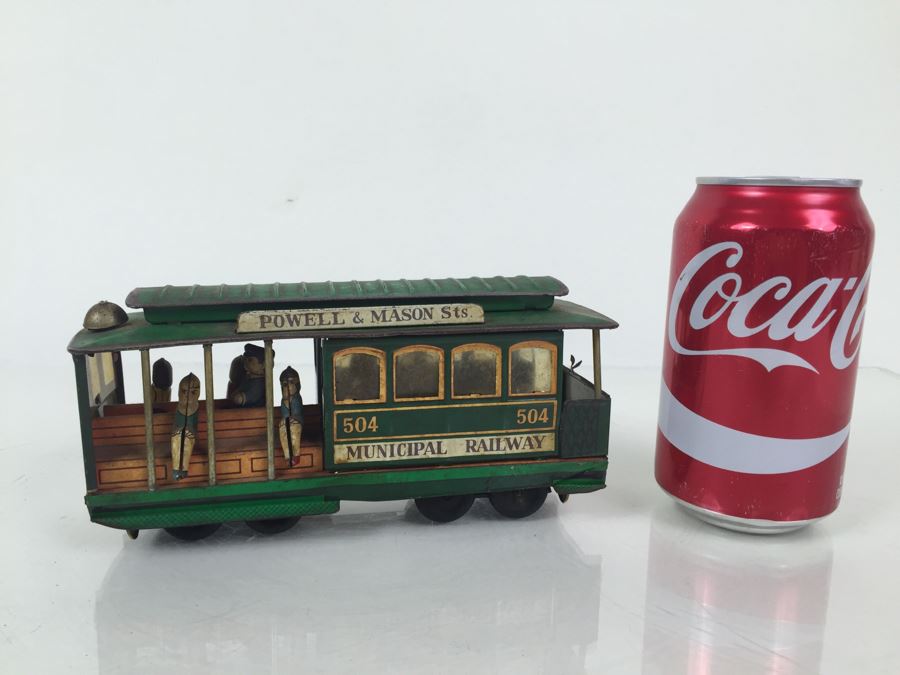 Vintage San Francisco Powell & Mason St Working Tin Friction Trolley Car Japan [Photo 1]