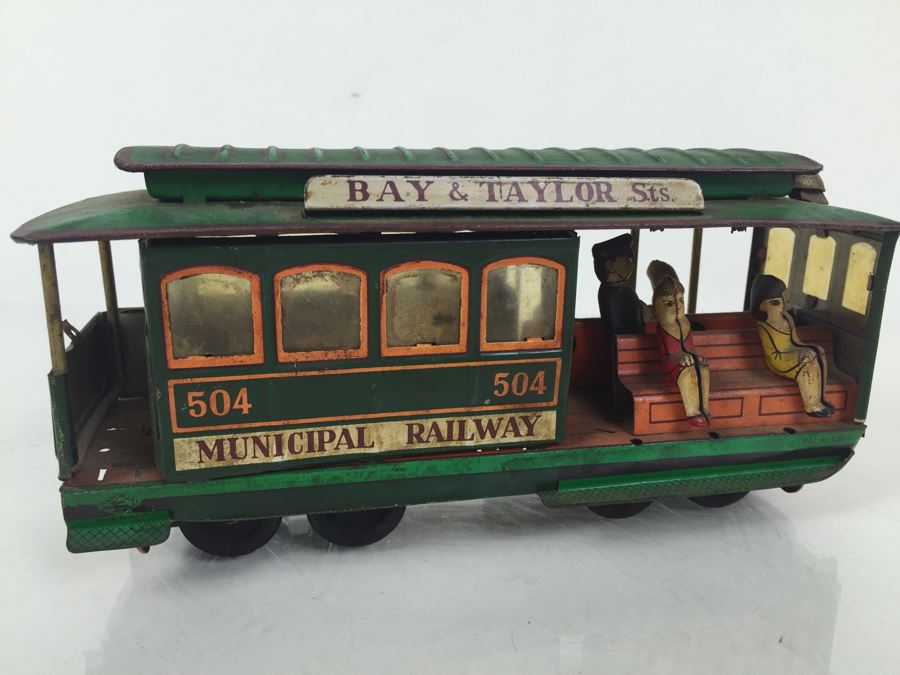 Vintage San Francisco Powell & Mason St Working Tin Friction Trolley Car Japan [Photo 9]