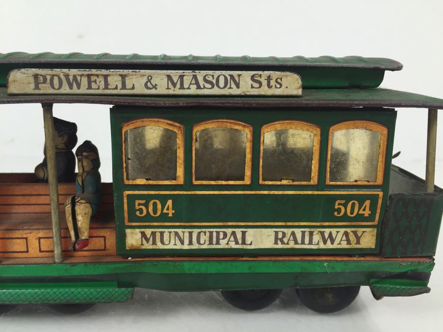 Vintage San Francisco Powell & Mason St Working Tin Friction Trolley Car Japan [Photo 4]