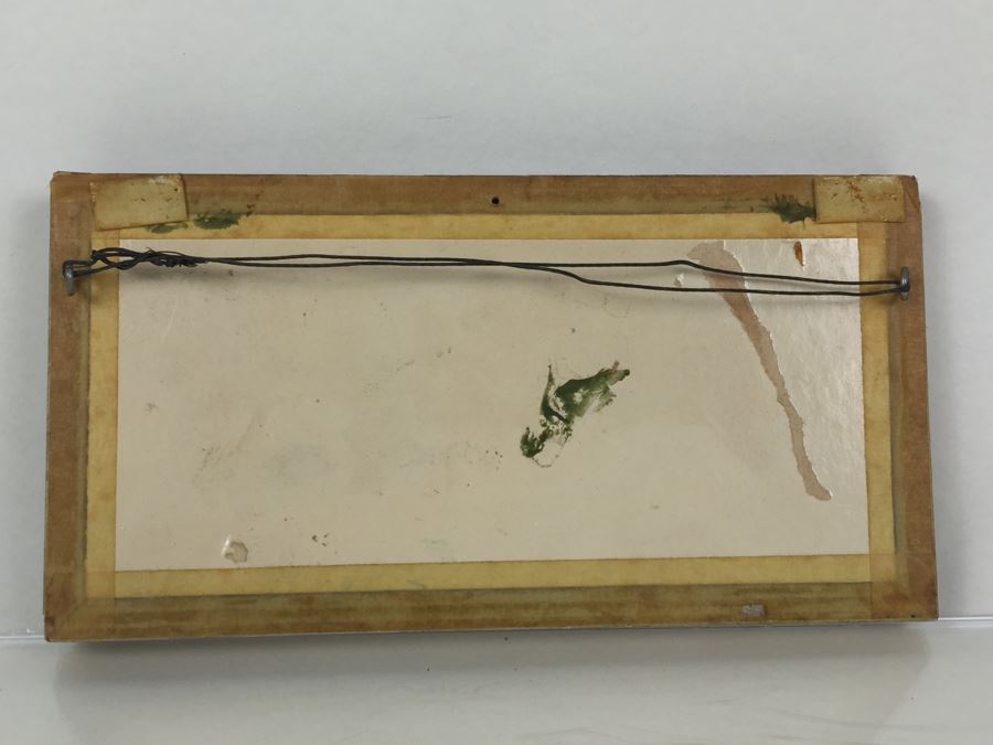 Amazing Painting On Feather Of Poodle And Her Puppies Signed E. Wood [Photo 10]