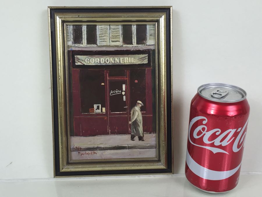 Original Oil Painting Of Man Walking In Front Of Storefront Signed Fournier 1984 [Photo 1]