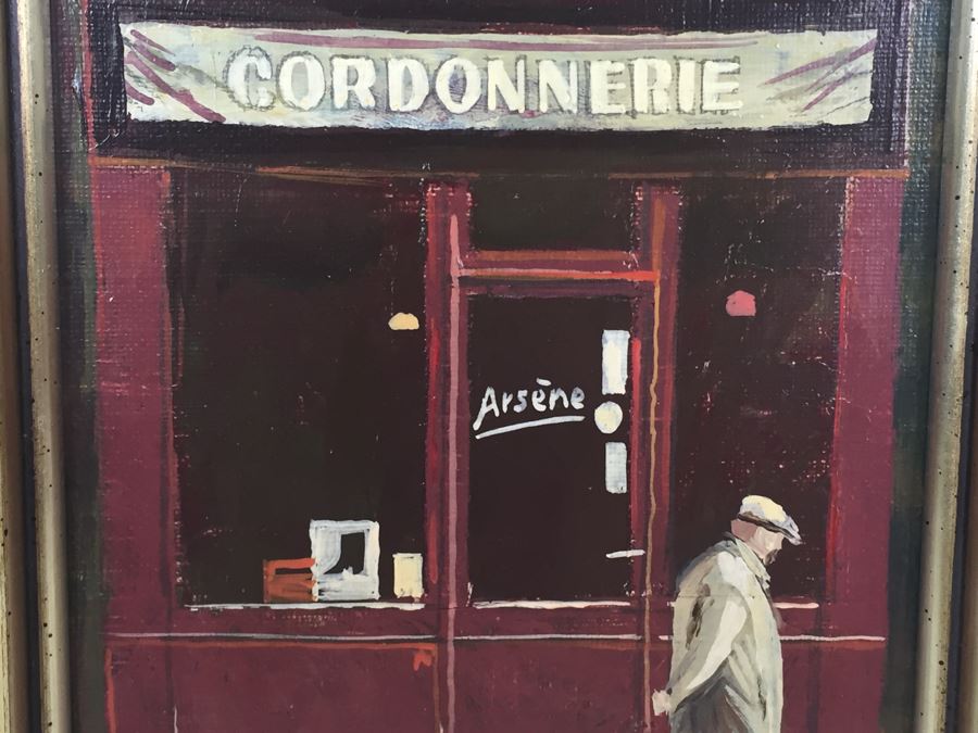 Original Oil Painting Of Man Walking In Front Of Storefront Signed Fournier 1984 [Photo 6]