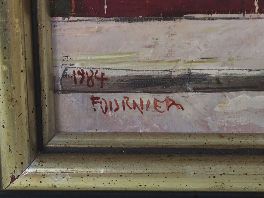 Original Oil Painting Of Man Walking In Front Of Storefront Signed Fournier 1984 [Photo 3]