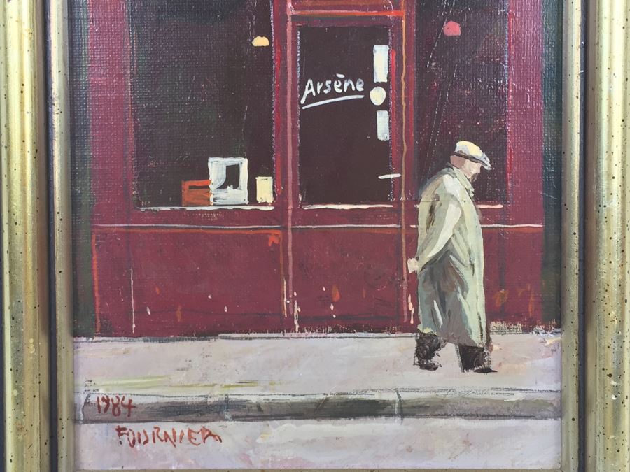 Original Oil Painting Of Man Walking In Front Of Storefront Signed Fournier 1984 [Photo 7]