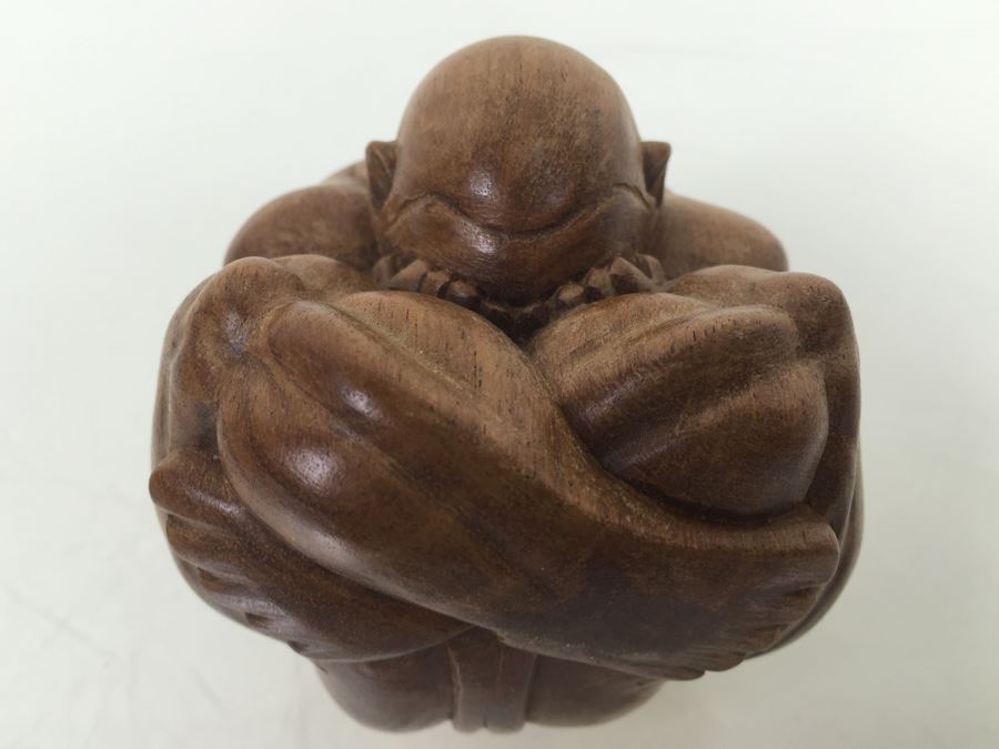 Carved Wood Figure Of Man Hiding His Head [Photo 3]