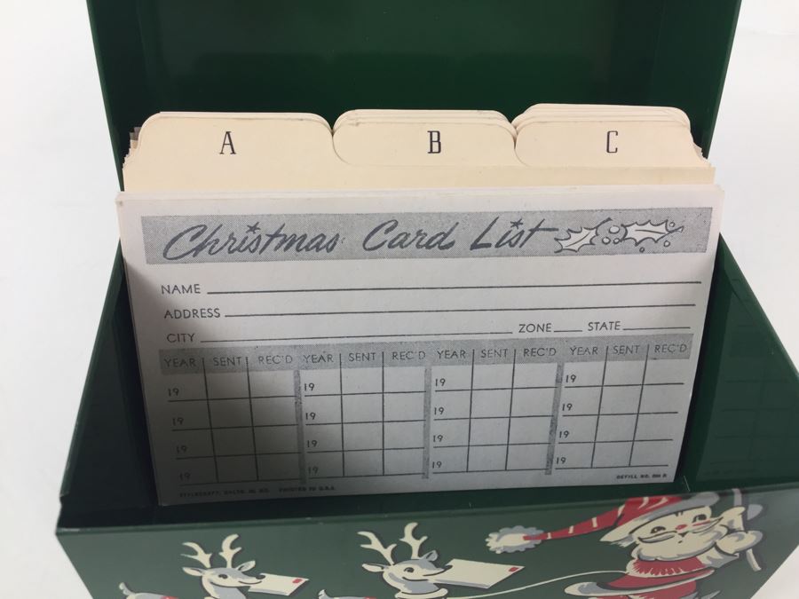 Vintage Christmas Card List Box With Checklist Forms Inside [Photo 3]