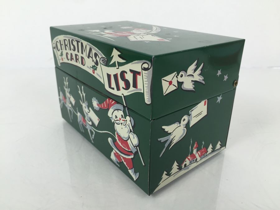 Vintage Christmas Card List Box With Checklist Forms Inside [Photo 2]